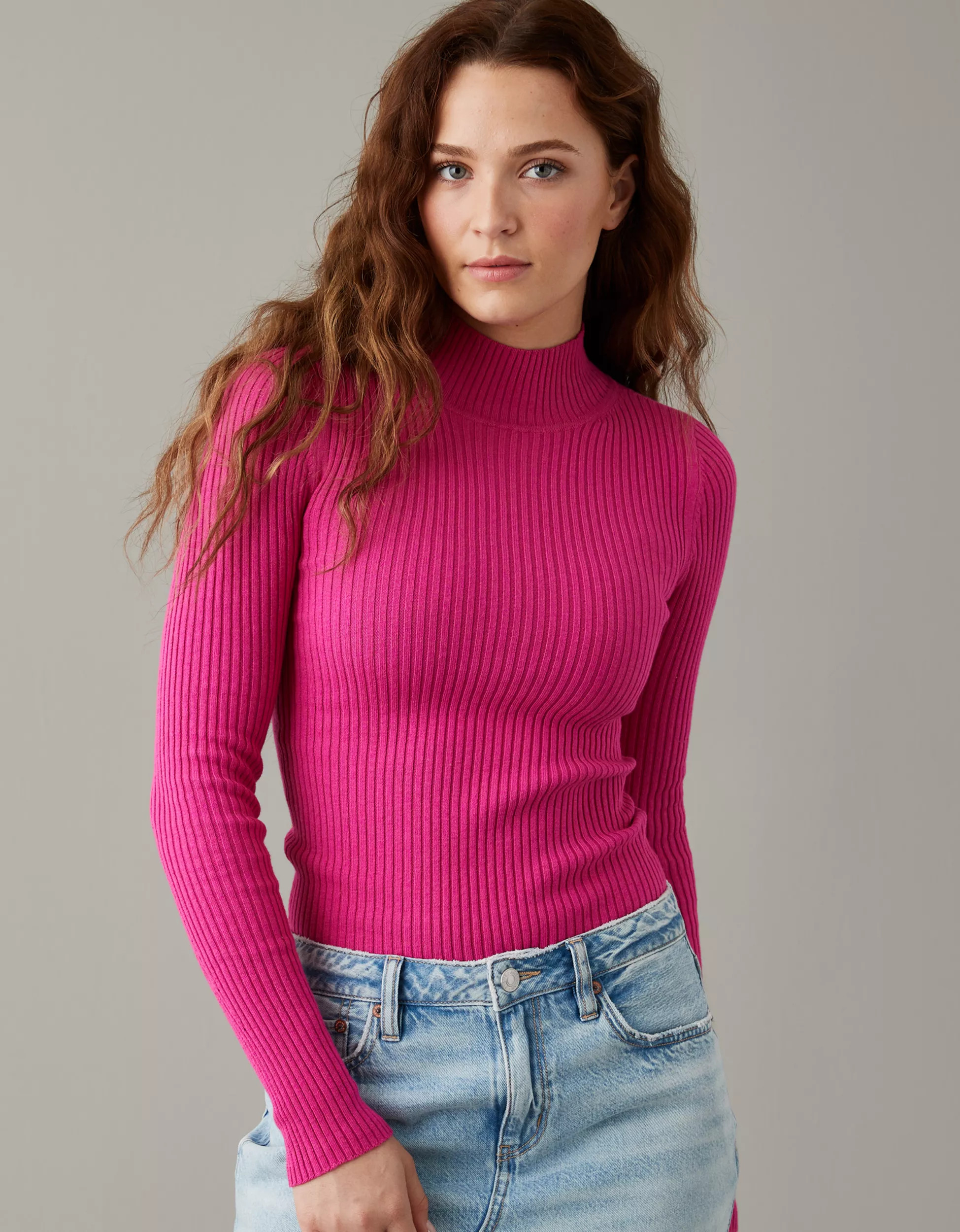 AE Ribbed Mock Neck Sweater | American Eagle Outfitters (US & CA)