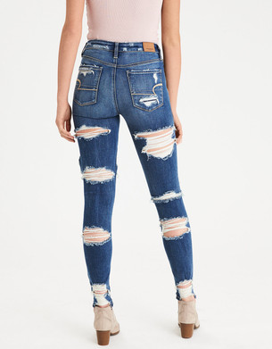 black american eagle jeans ripped