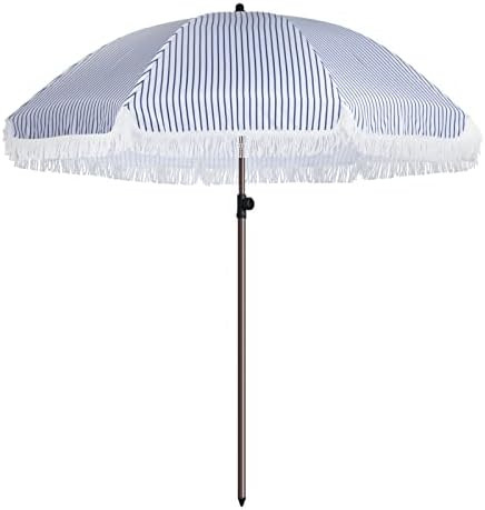 Funsite 7.5Ft Patio Beach Umbrella with Fringe, Tassel Umbrella UPF50+ with Push Botton Tilt & Cr... | Amazon (US)