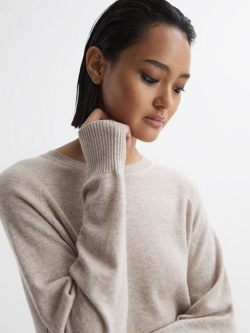 Reiss Stone Andi Oversized Wool Blend Crew Neck Jumper | Reiss US