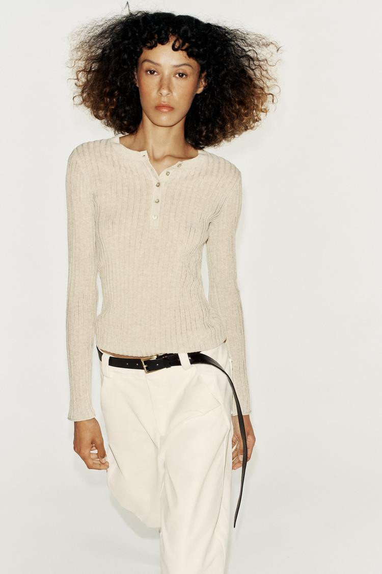 BUTTONED HENLEY T-SHIRT | Zara UK