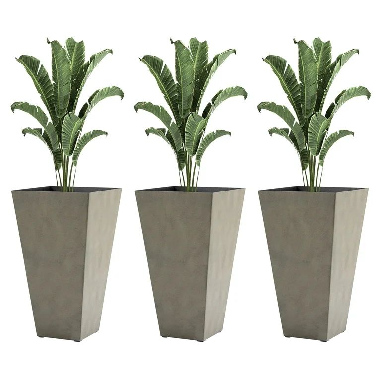 Outsunny 28" Tall Plastic Flower Pot, Set of 3, Large Outdoor & Indoor | Walmart (US)