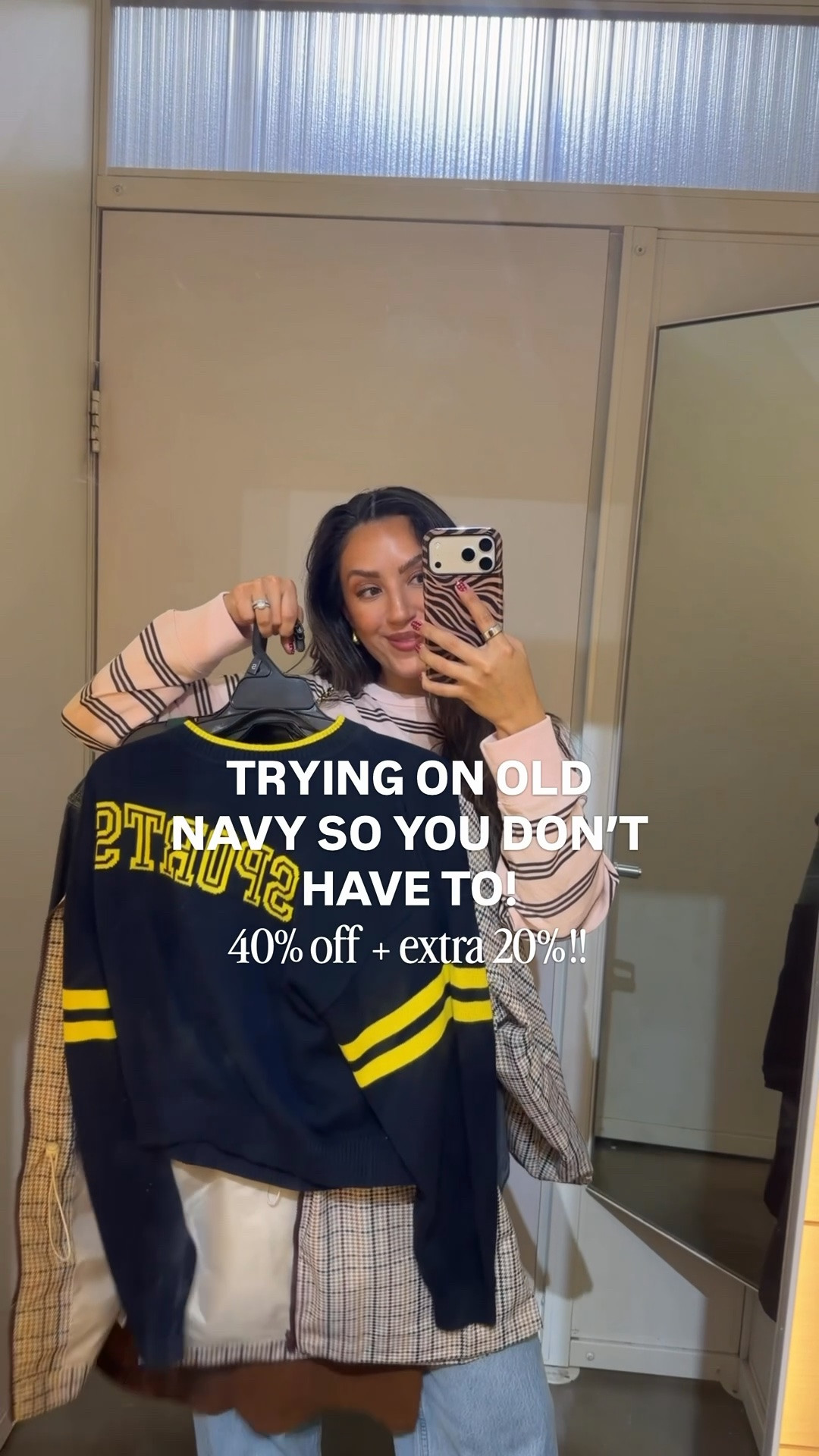 Old navy try on! Everything is 40% off right now too + stack code BONUS for 20% off!!

Rugby sweaters- small (tts)
SPORTS sweater- small (size up for length!)
Workout set- small (runs small, I’d size up)
Sherpa pullover- medium
Corduroy dress- small (size down, I’d get petite too if you’re short!)
Floral jeans- 4
Floral barn jacket- small 
Striped raincoat- small
Blue leggings- small

#LTKSeasonal #LTKPetite #LTKootd