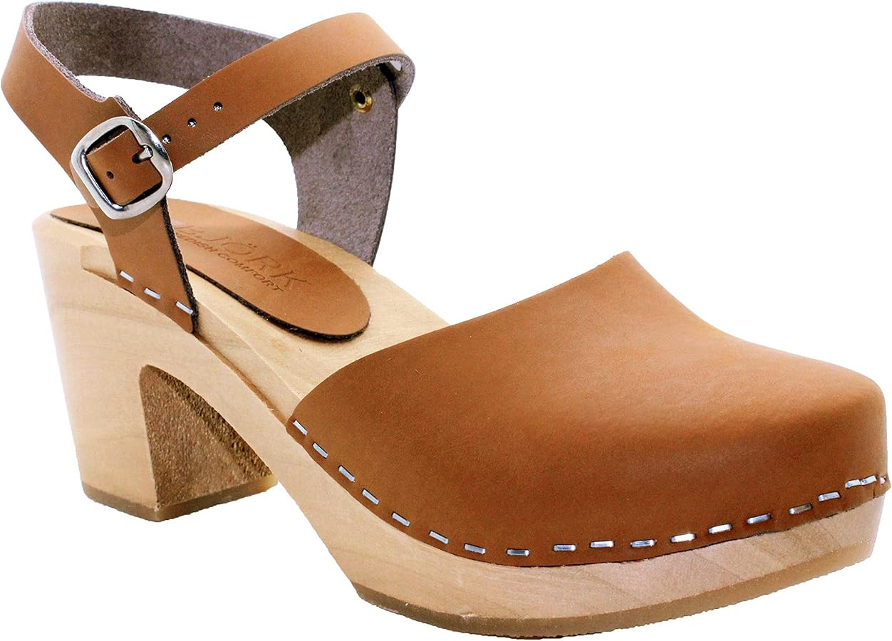 Bjork Margareta Mid-Heel Wooden Swedish Clog Sandals | Amazon (US)
