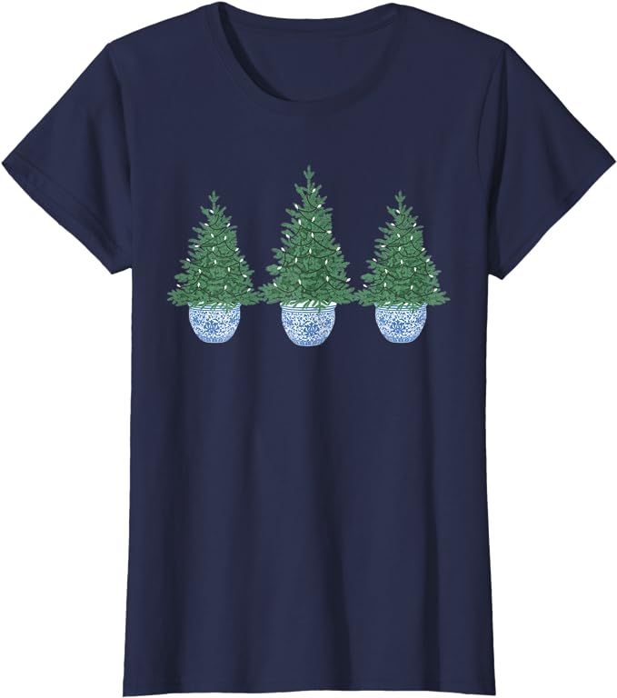 Christmas Tree in Chinoiserie Bowl T-Shirt | Amazon (US)