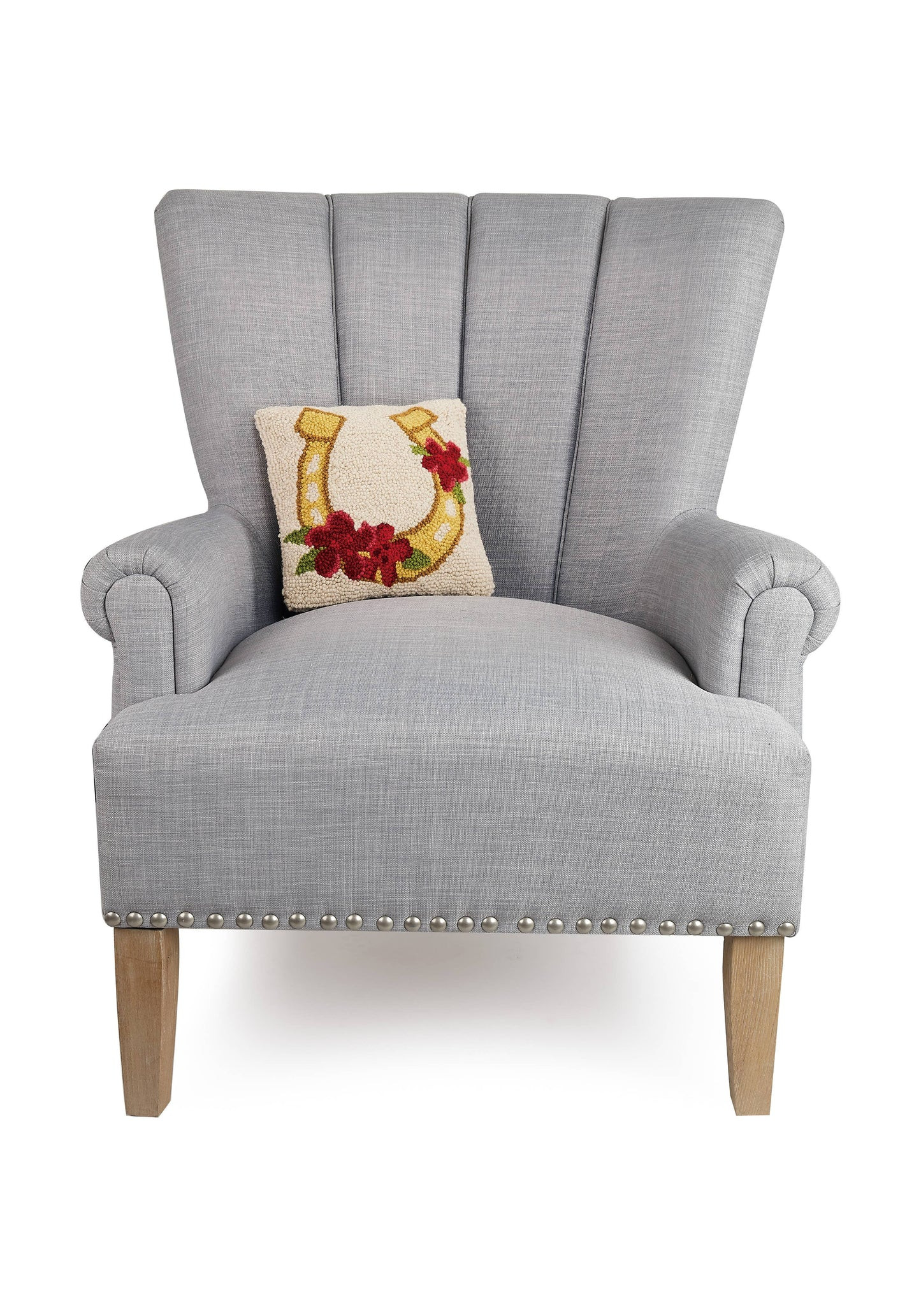 Gold Horseshoe w/ Flowers Hook Pillow | Jones & Daughters