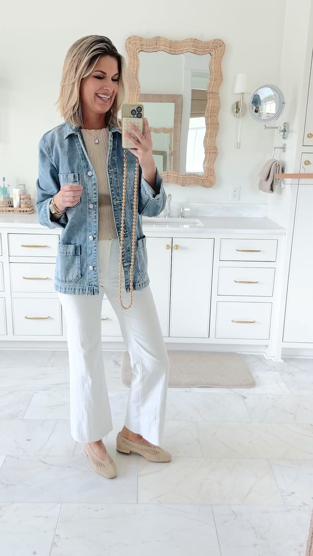 I am 5’11” wearing 27 tall jeans. Small tank and denim jacket.  Shoes true to size.  

#LTKTall #LTKOver40 #LTKootd