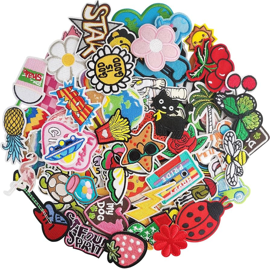 100Pcs Random Assorted Styles Embroidered Patches, Sew on/Iron on Patch Applique for Clothes, Dre... | Amazon (US)