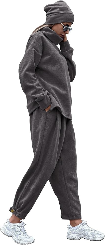 PRETTYGARDEN Women's 2024 Fall Two Piece Outfits Long Sleeve Tracksuit Set Turtleneck Pullover To... | Amazon (US)