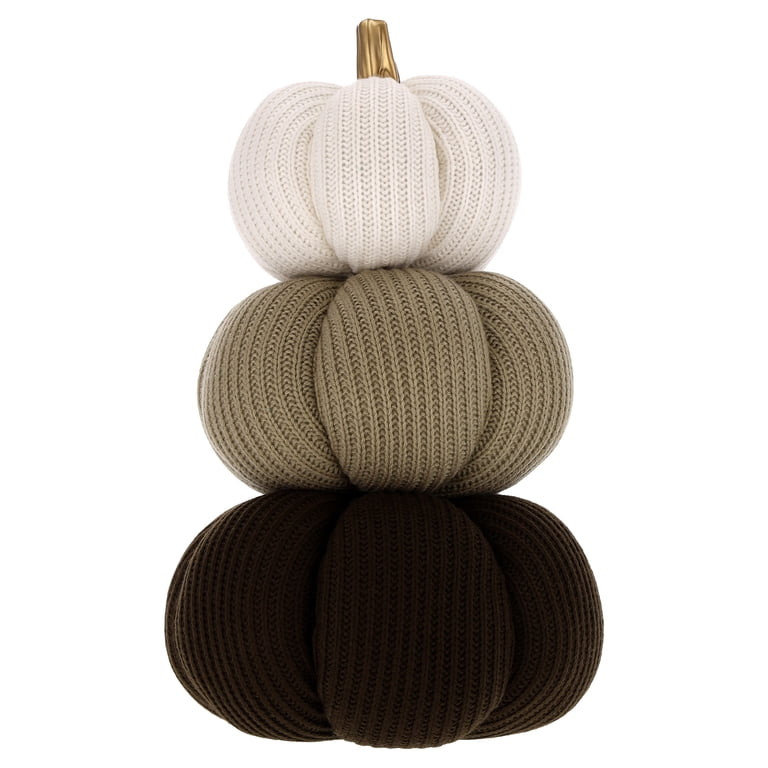 Knit Stacked Pumpkins Tabletop Decoration, Multicolor, 15.5", Fall by Way To Celebrate | Walmart (US)
