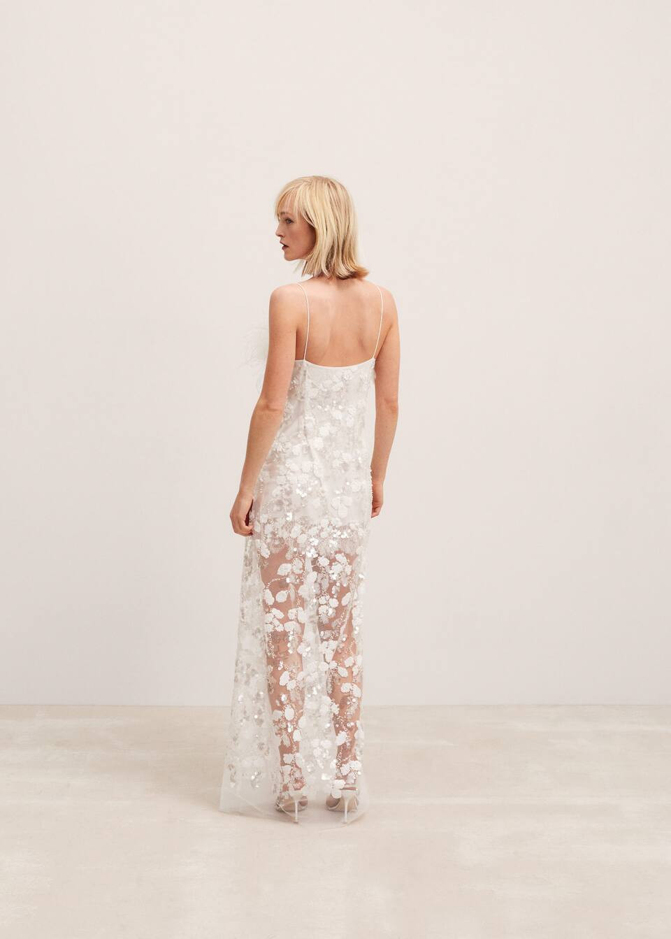 Tüy detaylı pullu elbise -  Kadın | Mango Türkiye | Mango turkey