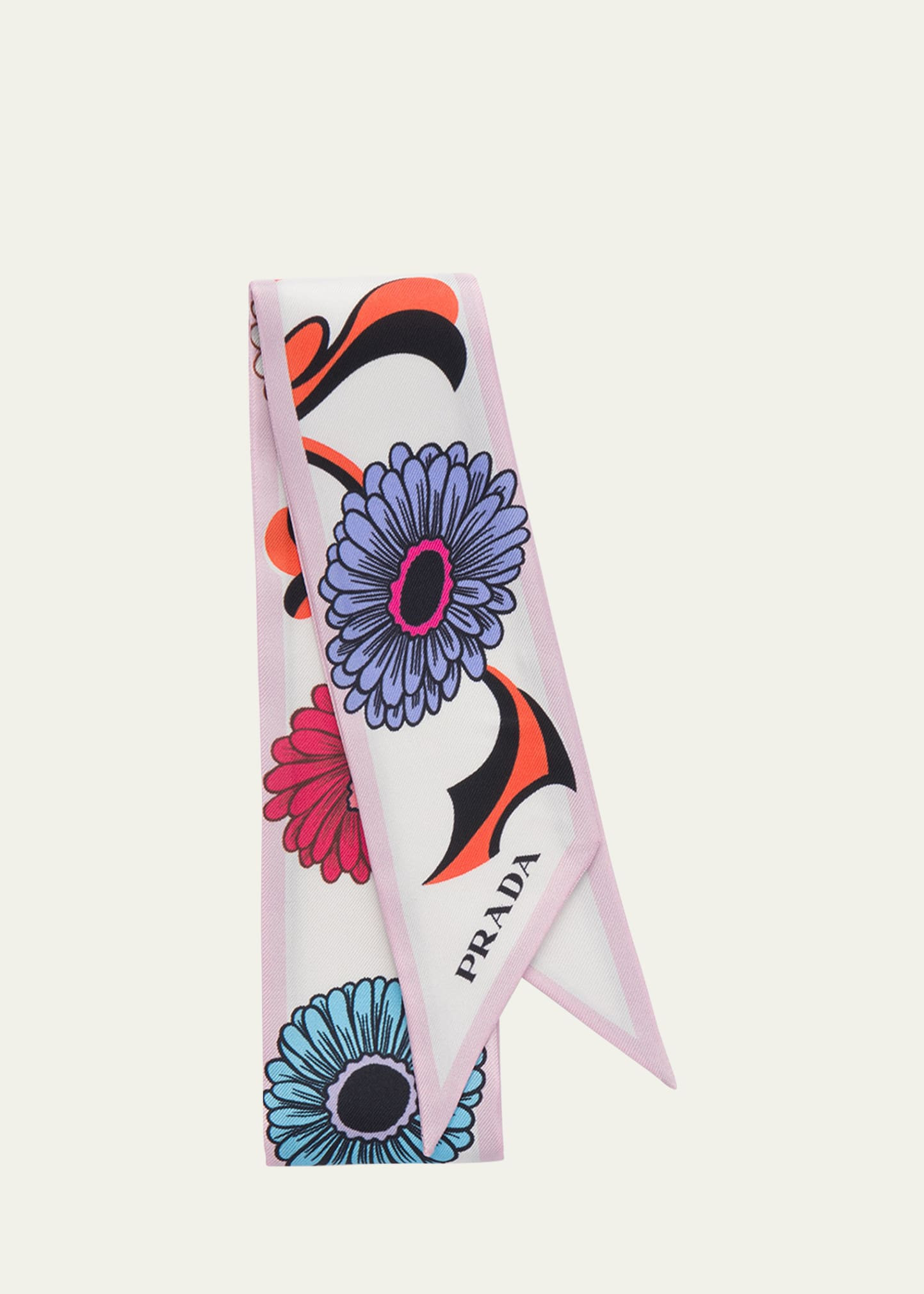 Prada Flower-Print Silk Scarf | Bergdorf Goodman