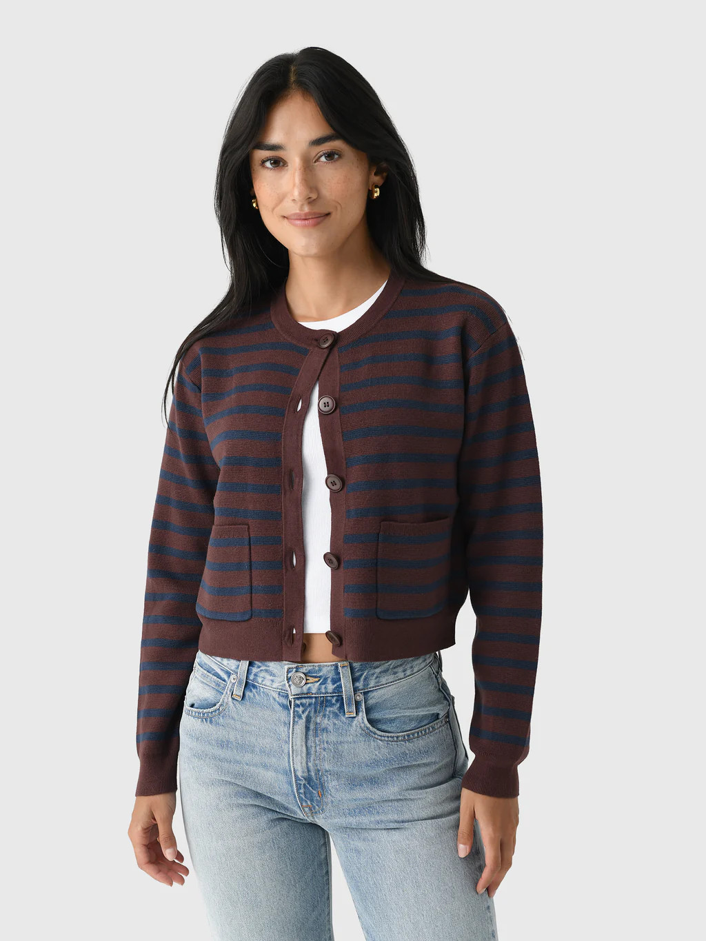 Eche Women's Striped Button Front Cardigan | Saint Bernard