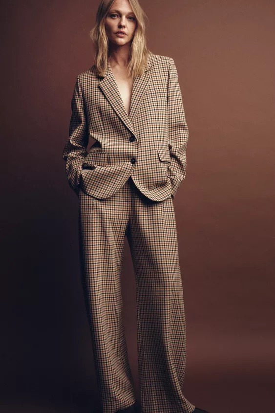 ZW COLLECTION CHECK STRAIGHT BLAZER | Zara UK