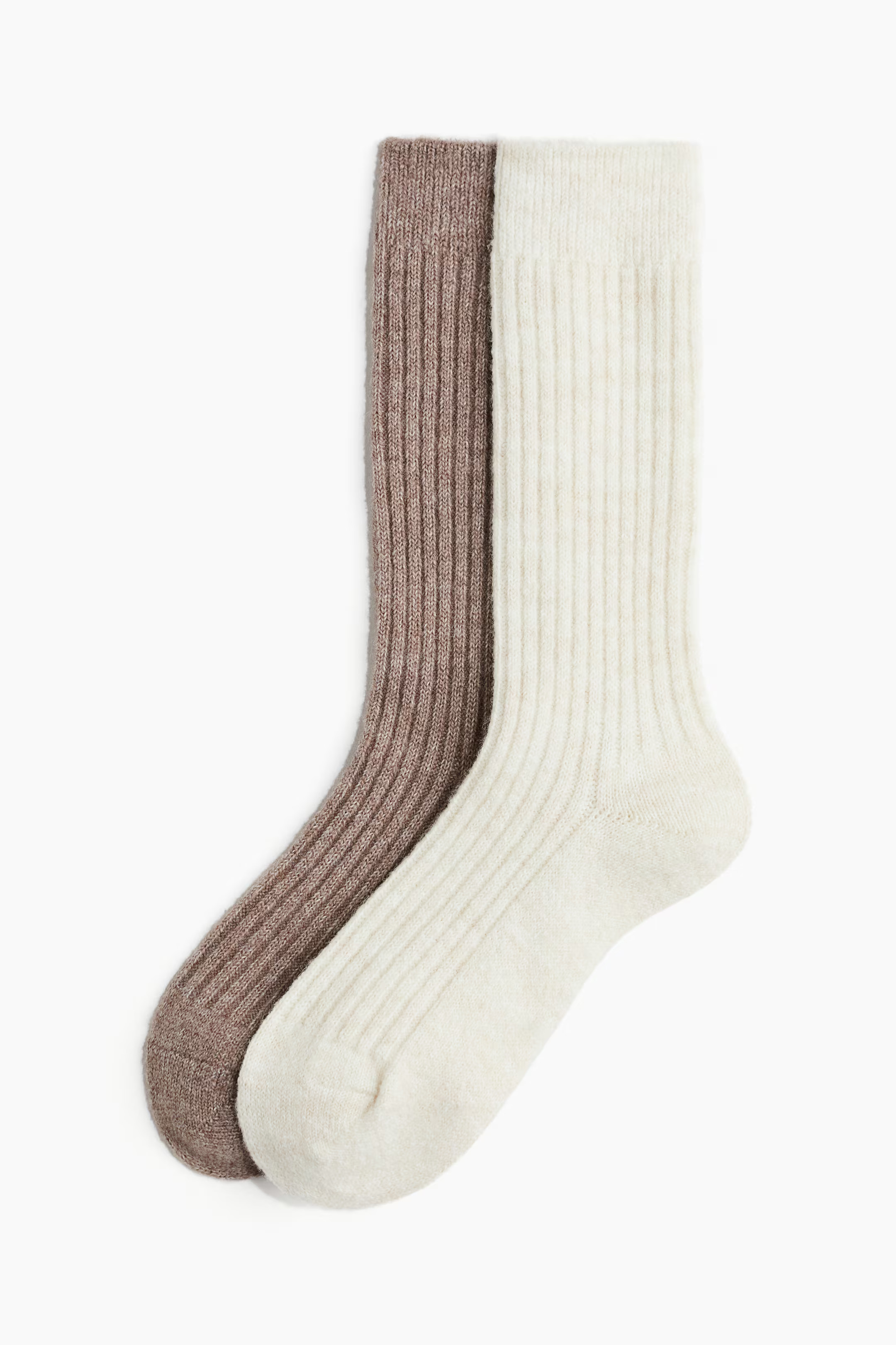 2-pack wool-blend socks - Dark beige marl/Light beige - Ladies | H&M GB | H&M (UK, MY, IN, SG, PH, TW, HK)