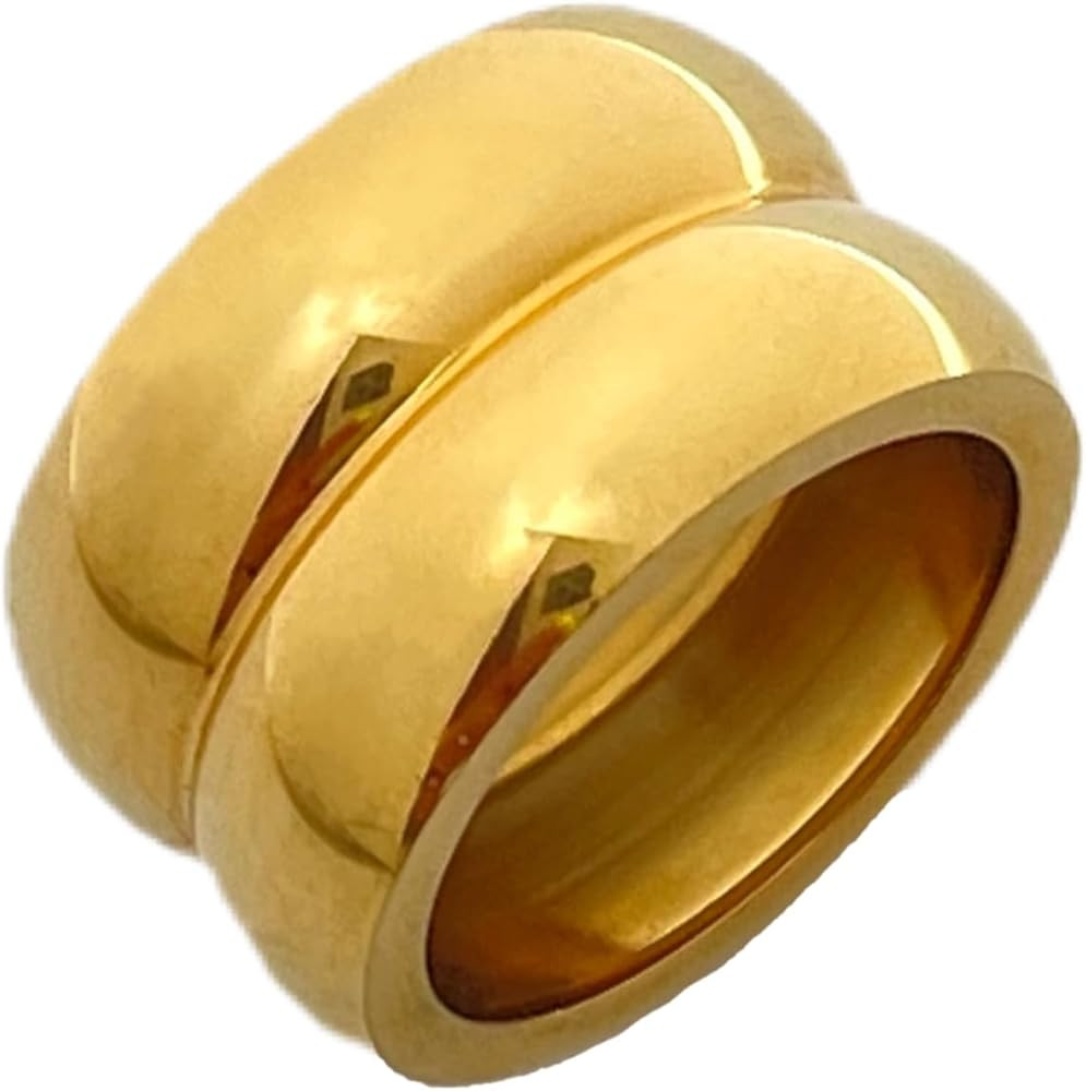 Chunky Gold Rings for Women Gold Dome Band Ring Non Tarnish Stacking Statement Signet Ring 18K Go... | Amazon (US)