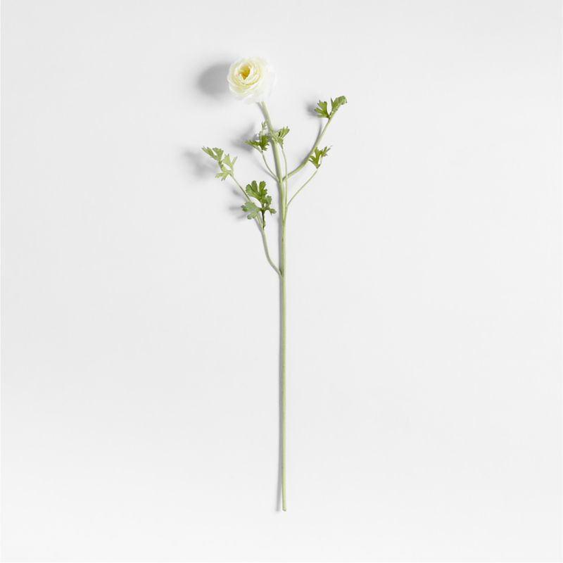 Faux White Ranunculus Stem 35" by Abigail Ahern | Crate & Barrel | Crate & Barrel