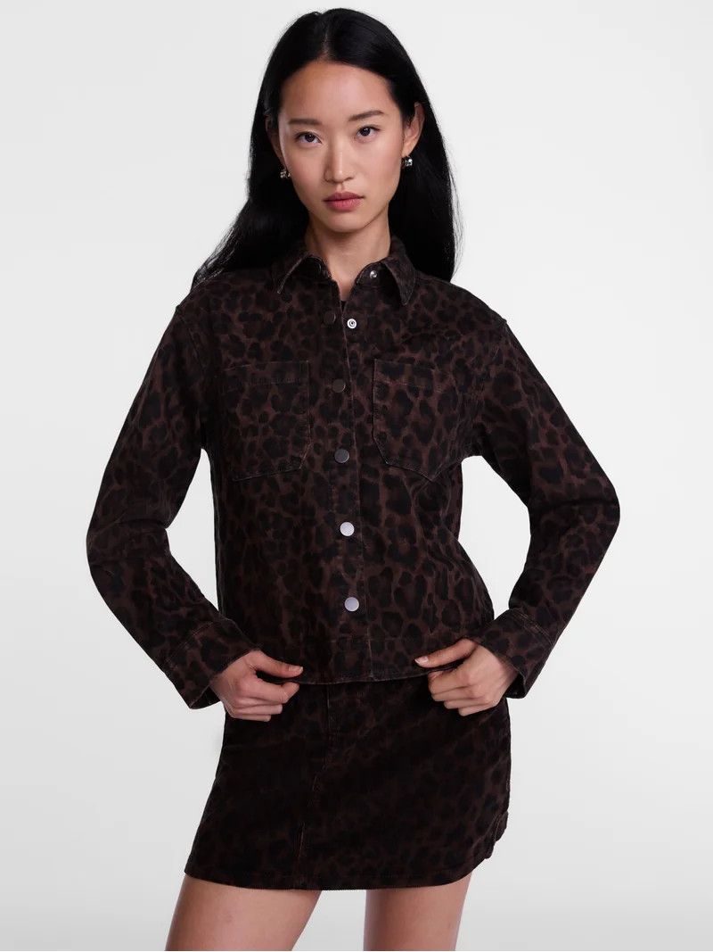 Scenario Women's Faux Leopard Print Jacket, Sizes XS-XXXL | Walmart (US)