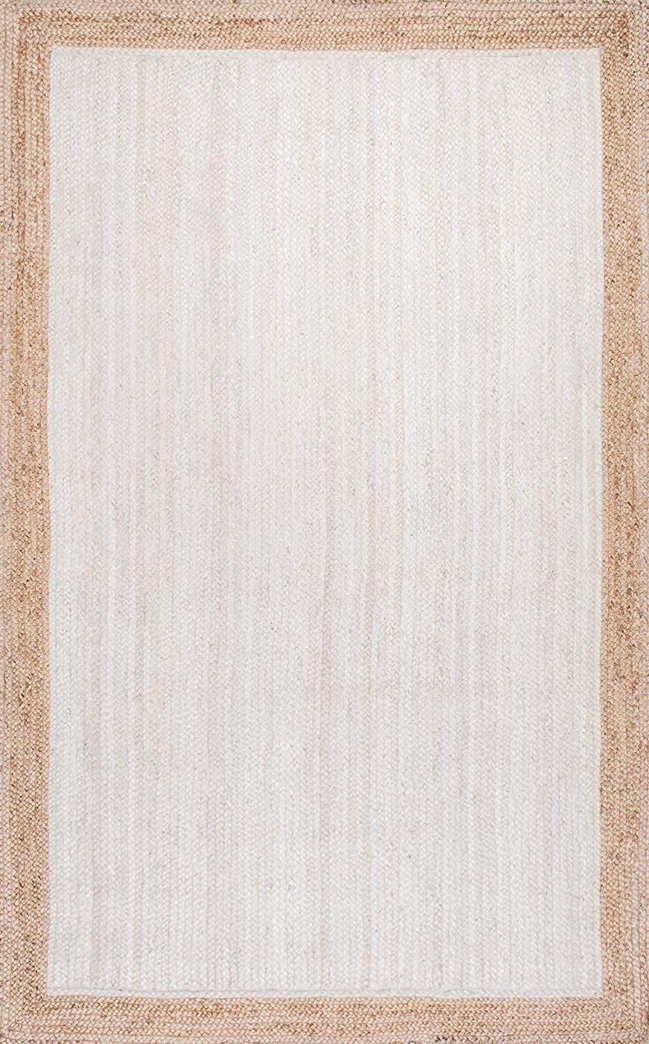 nuLOOM Eleonora Hand Woven Jute Rug, 8' x 10', White | Amazon (US)