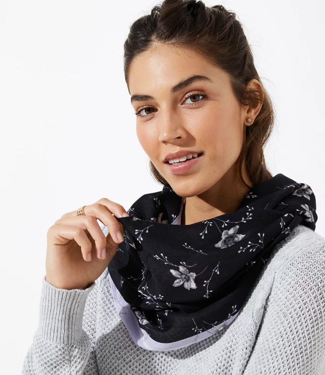 Bordered Bloom Infinity Scarf | LOFT | LOFT