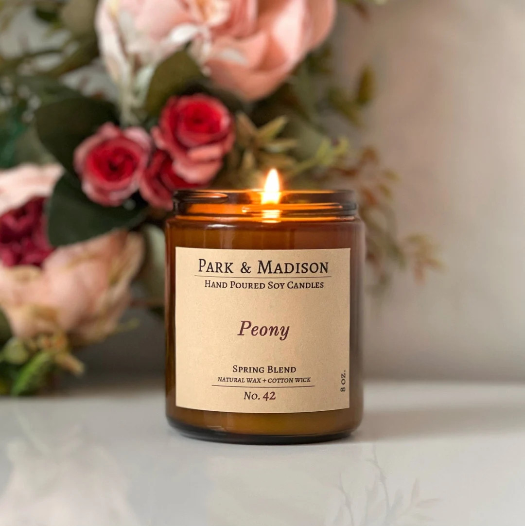 Peony Soy Candle  Amber Jar Candle  Floral Candle  Spring - Etsy | Etsy (US)