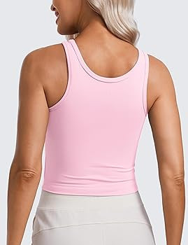 CRZ YOGA Womens Butterluxe Double Lined Workout Tank Tops Scoop Neck Racerback Cropped Casual Sle... | Amazon (US)