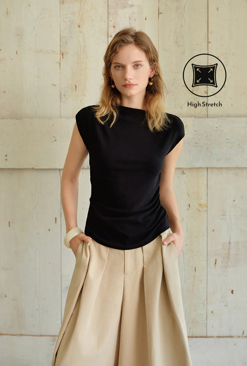 Devito Jersey Cotton Top - Black | Petite Studio NYC