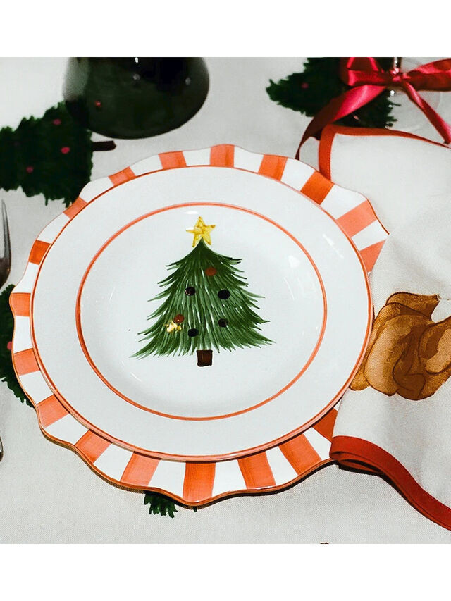 Anna + Nina Candy Cane Scalloped Dinner Plate | Room Ornaments | Fenwick | Fenwick