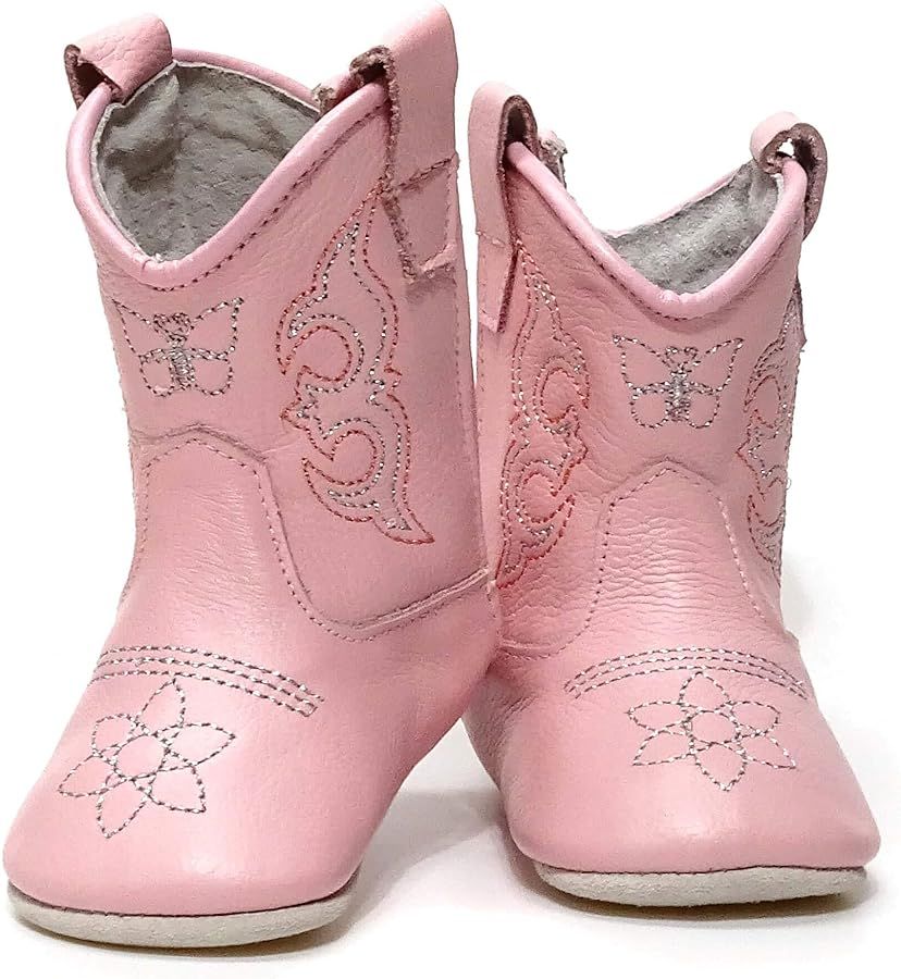 Real Leather Cowboy Cowgirl Boots Customizable Premium Box Soft Sole for Baby Infant Toddler Girl... | Amazon (US)
