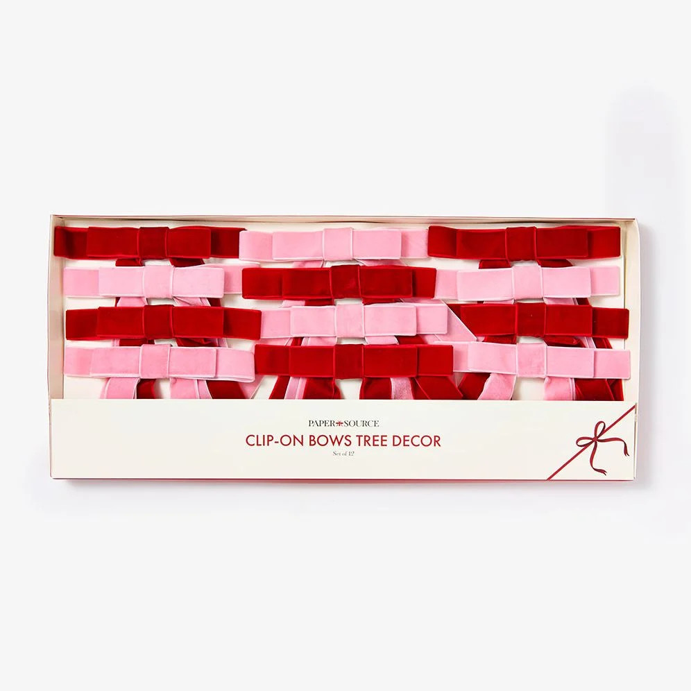 Clip On Velvet Bow Tree Decor, Set of 12 | Paper Source