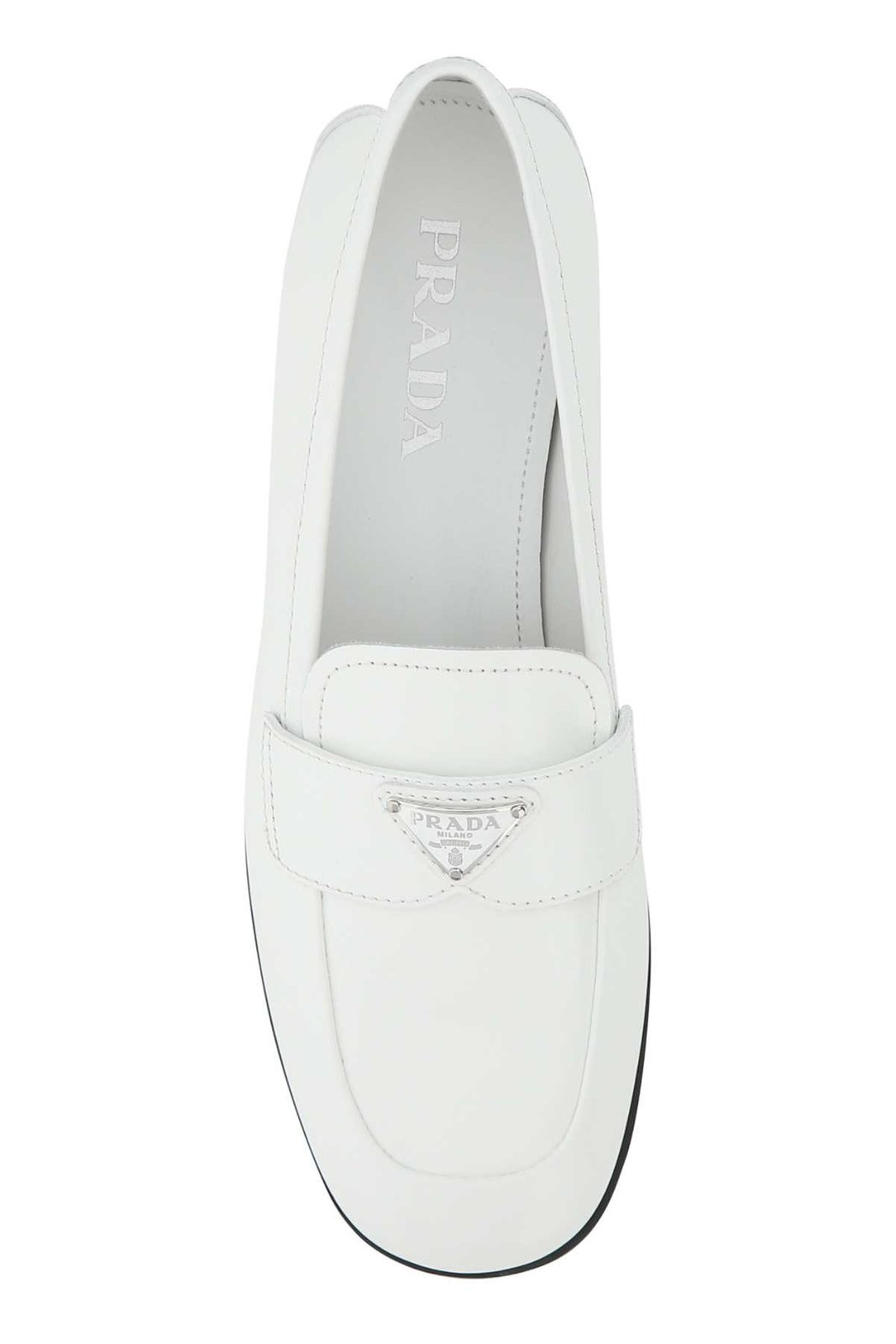 Prada Logo Plaque Slip-On Loafers | Cettire Global