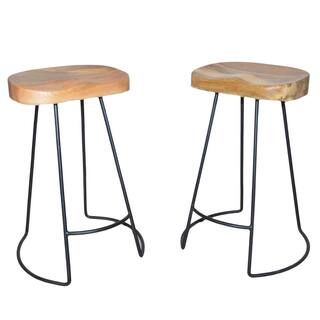 Saga 25 in. Natural and Black Counter Stool (Set of 2) | The Home Depot