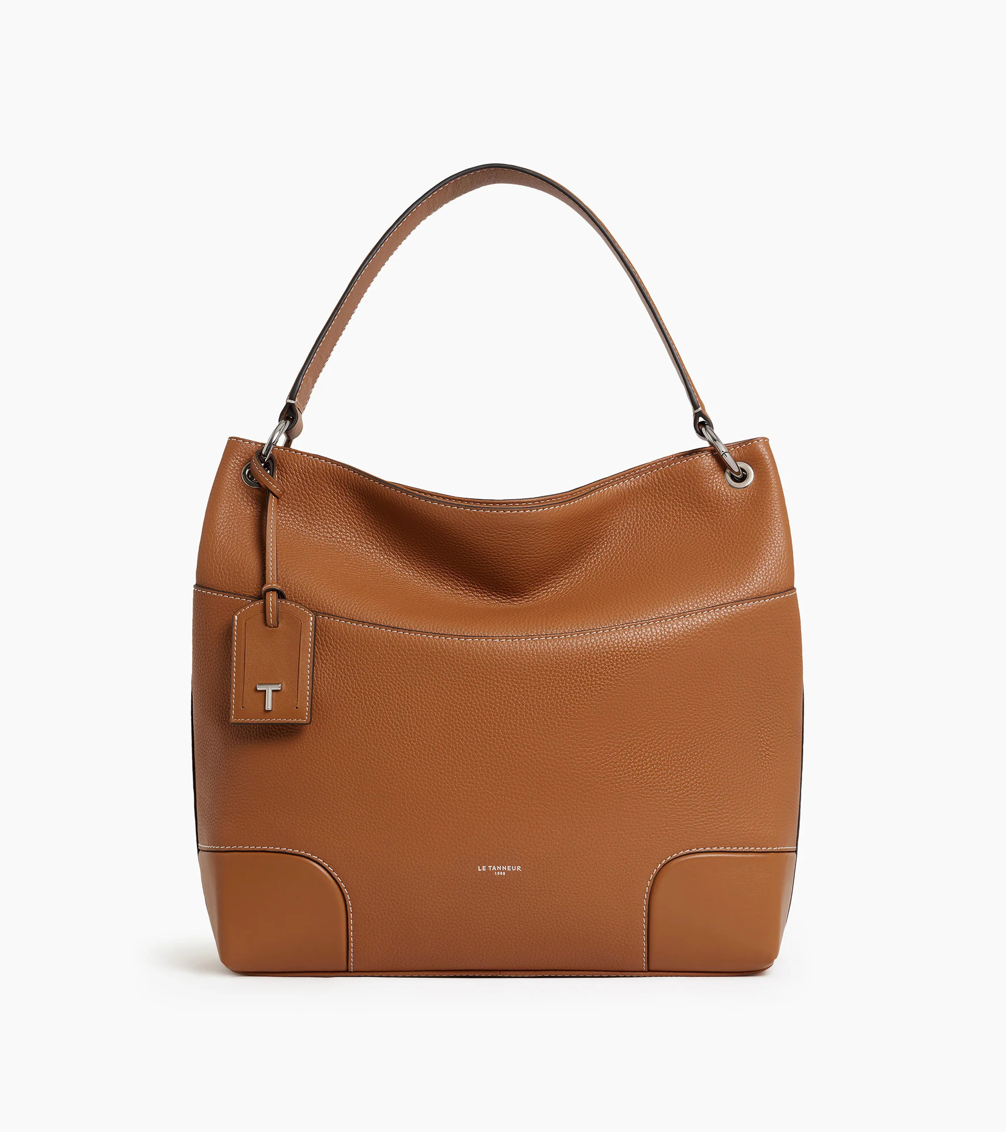 Romy large hobo bag in smooth and grained leather | Le Tanneur