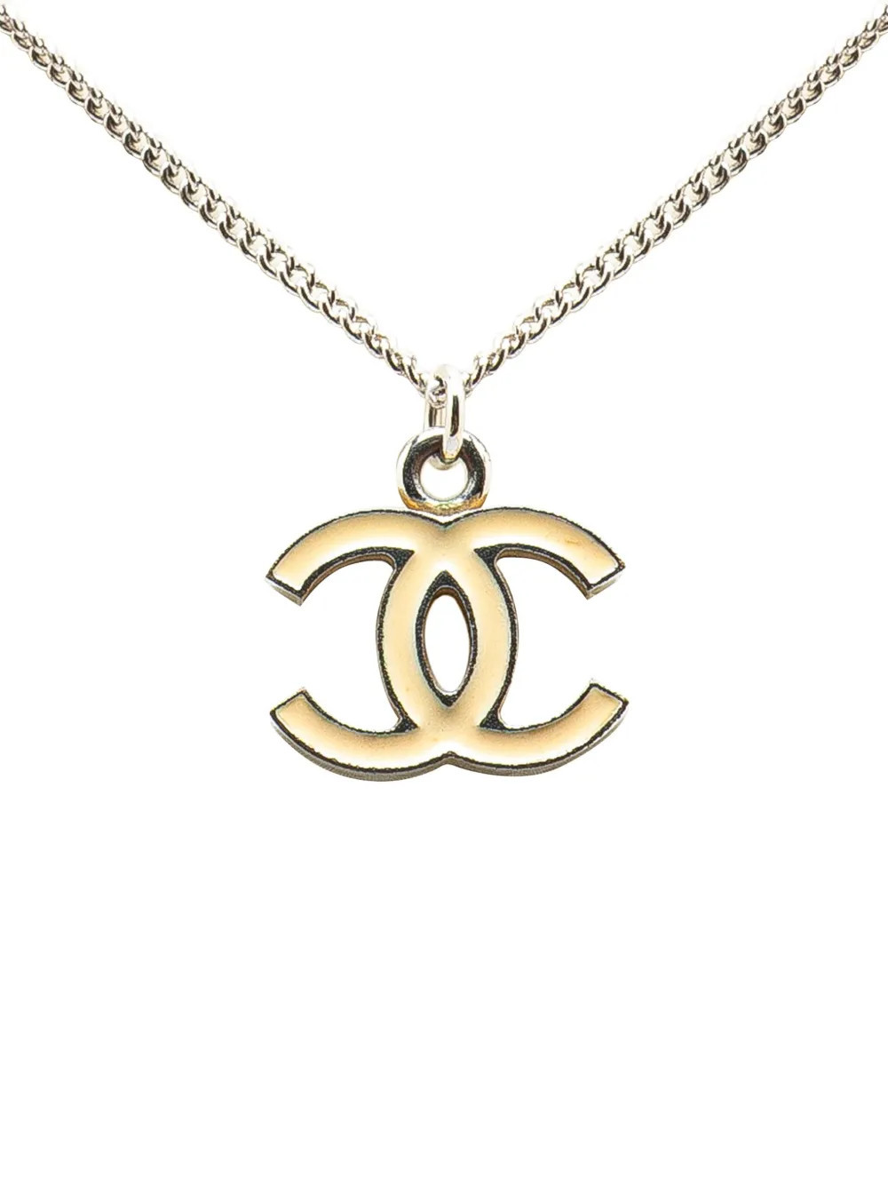 CHANEL Pre-Owned 2007 Silver CC Enamel Pendant Necklace costume necklace | Farfetch Global