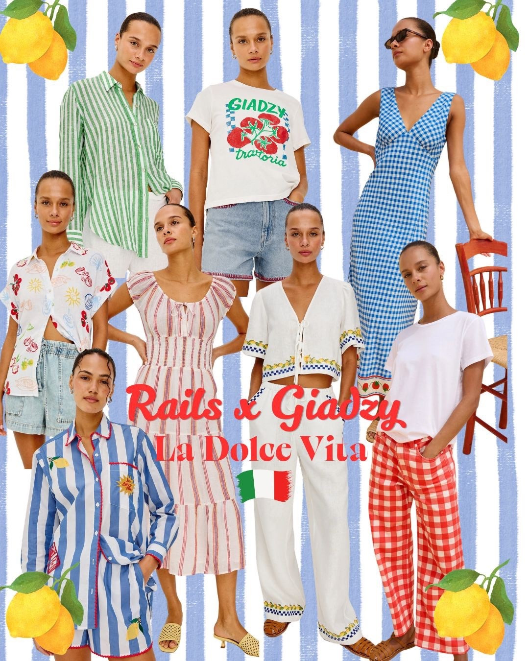 Serving a little La Dolce Vita this week! 🍅☀️🍋
The new Rails x Giadzy collection is giving effortless Italian summer — breezy dresses, primary colors, and easy pieces for market strolls to sunset spritzes. A vibe after my own heart! 💙
Featuring my favorite pieces (I’m especially loving the flirty gingham). Just add sunnies, a woven bag, and maybe a plate of pasta.🍝 🇮🇹
Easy really is the chicest.

@rails @giadzy

#ladolcevita #dolcefarniente #italiansummer #italianstyle #sprezzatura #italytravel #slowlivingitaly #mediterraneanvibes #vespalife #aperitivohour
#sundresses #sundress #mididress #mididresses #gingham #tomatoes #lemons #stripes #glamtothemaxgowns

#LTKTravel