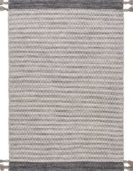 Gray Fragmented Stripes Braided Tassel Area Rug | Rugs USA