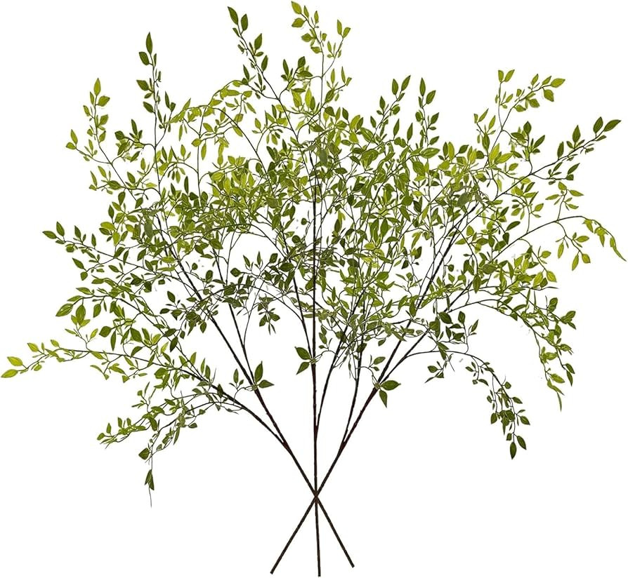 3PCS Artificial Plant Leaves, 43.3 Inch Artificial Nandina Greenery Stems Faux Plastic Greenery B... | Amazon (US)