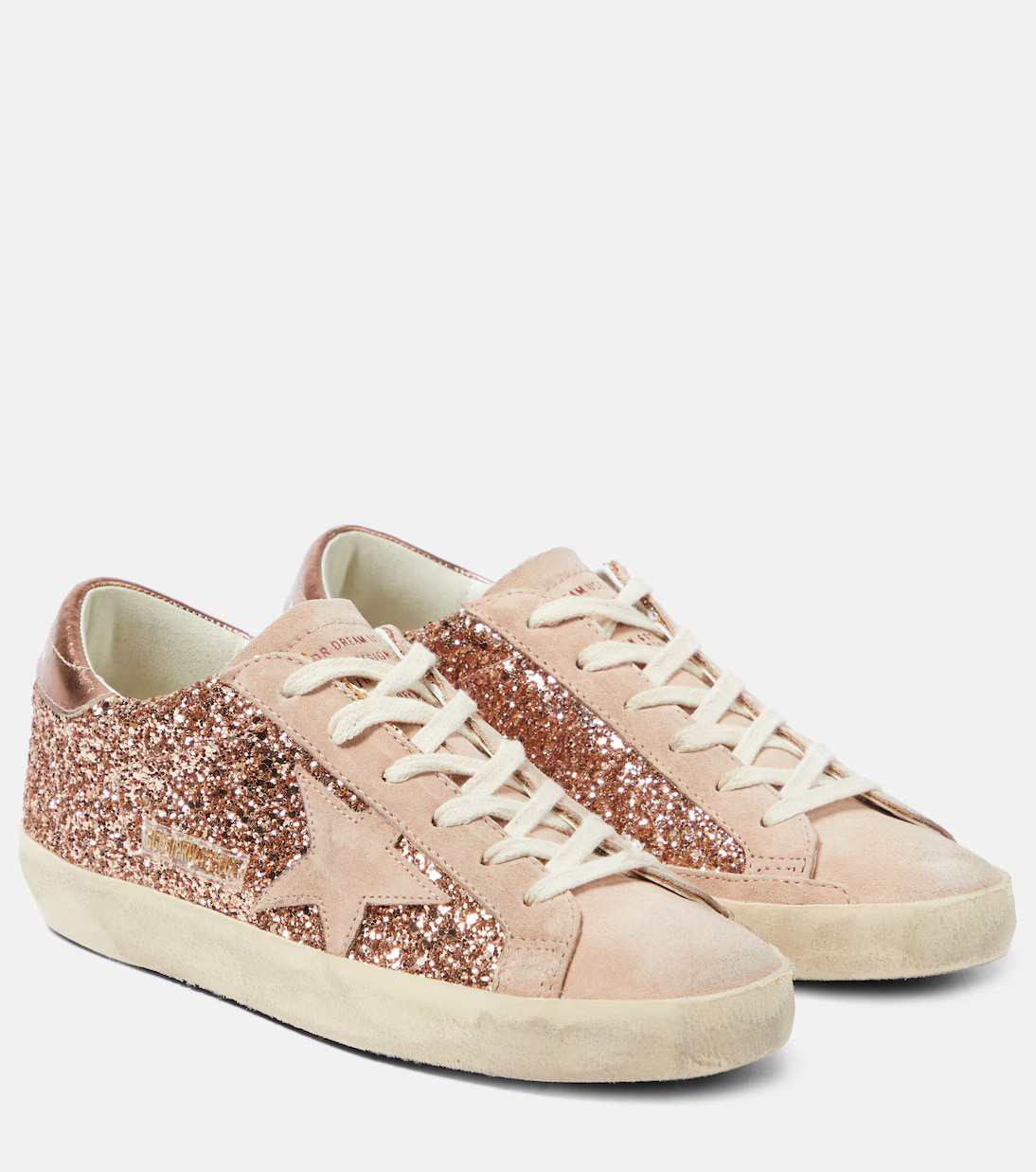 Super-Star glitter suede-trimmed sneakers | Mytheresa (US/CA)