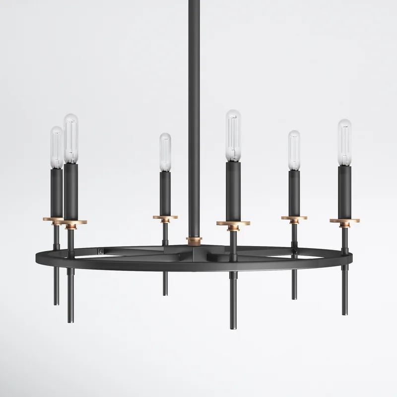 Lennon 6 - Light Candle Style Wagon Wheel Chandelier | Wayfair North America