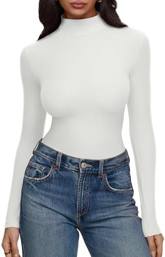 REORIA Women’s Turtleneck Tops Slim Basic Mock Neck Long Sleeve Shirts 2025 Fall Winter Layerin... | Amazon (US)