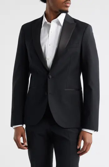 Open Edit Peaked Lapel Wool Blend Tuxedo Jacket | Nordstrom | Nordstrom
