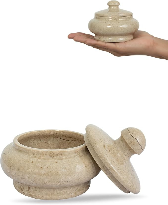 Natural Marble Jar with Lid - 3 Inch Polished Marble Salt Cellar & Spice Jar - Small Jewelry Box ... | Amazon (US)
