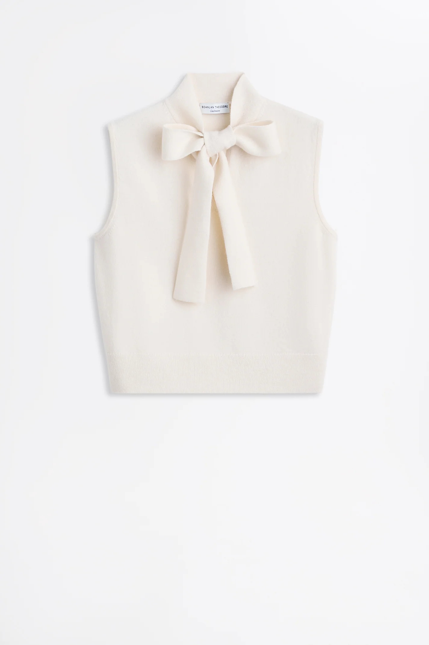 CASHMERE TIE SLEEVELESS TANK - CHALK - Scanlan Theodore | Scanlan Theodore US