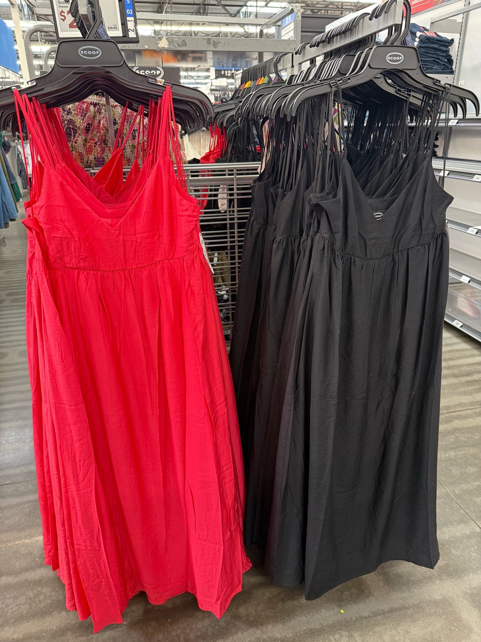 This coral red color is gorgeous in person😍￼ such a light in airy dress.