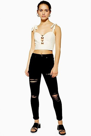 Petite Black Super Ripped Jamie Jeans - Black | Topshop US