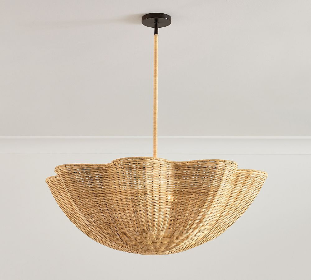 Marion Woven Scalloped Pendant, Natural | Pottery Barn (US)