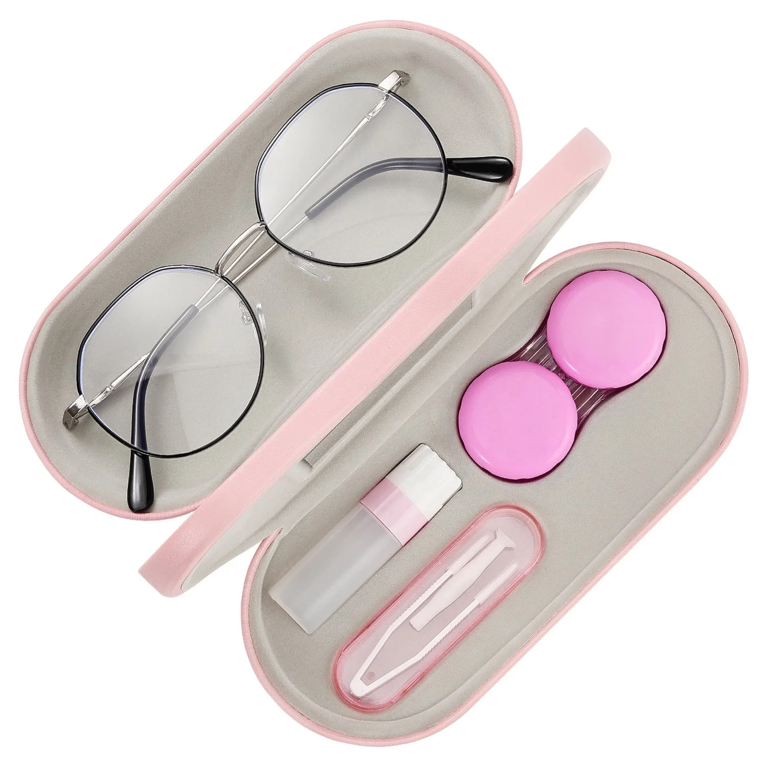 MoKo 2 in 1 Double Eyeglass Case, Contact Lens Case with Mirror Tweezers Remover, Portable PU Con... | Walmart (US)