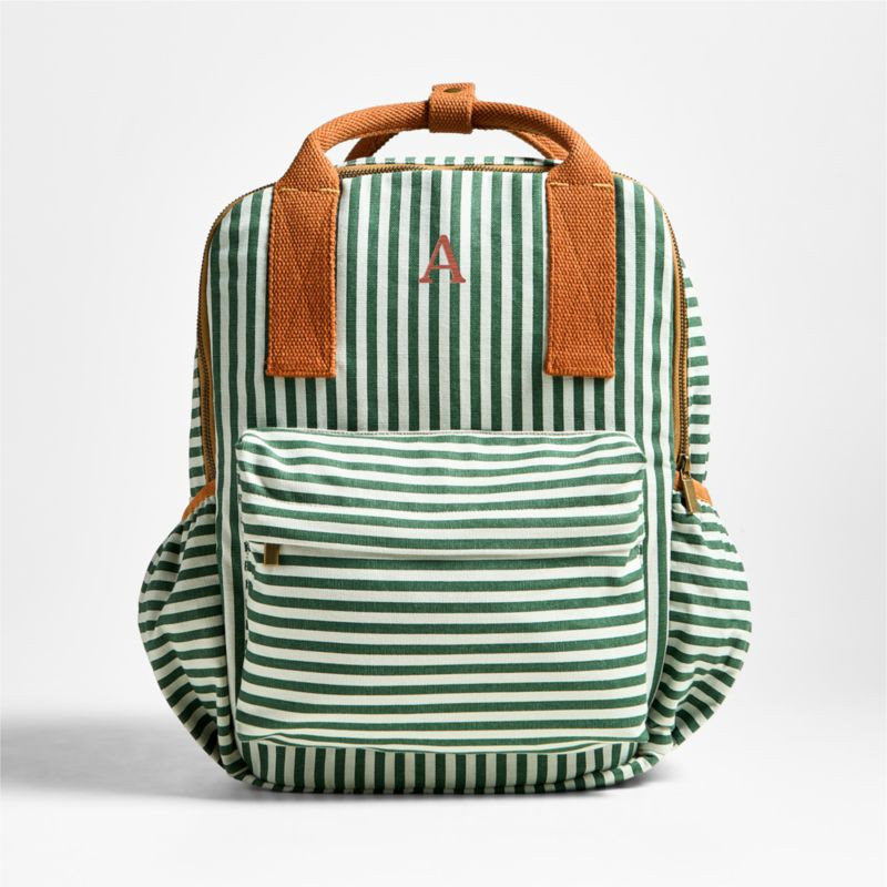 Pathfinder Large Forest Stripe Kids Cotton Backpack | Crate & Kids | Crate & Barrel