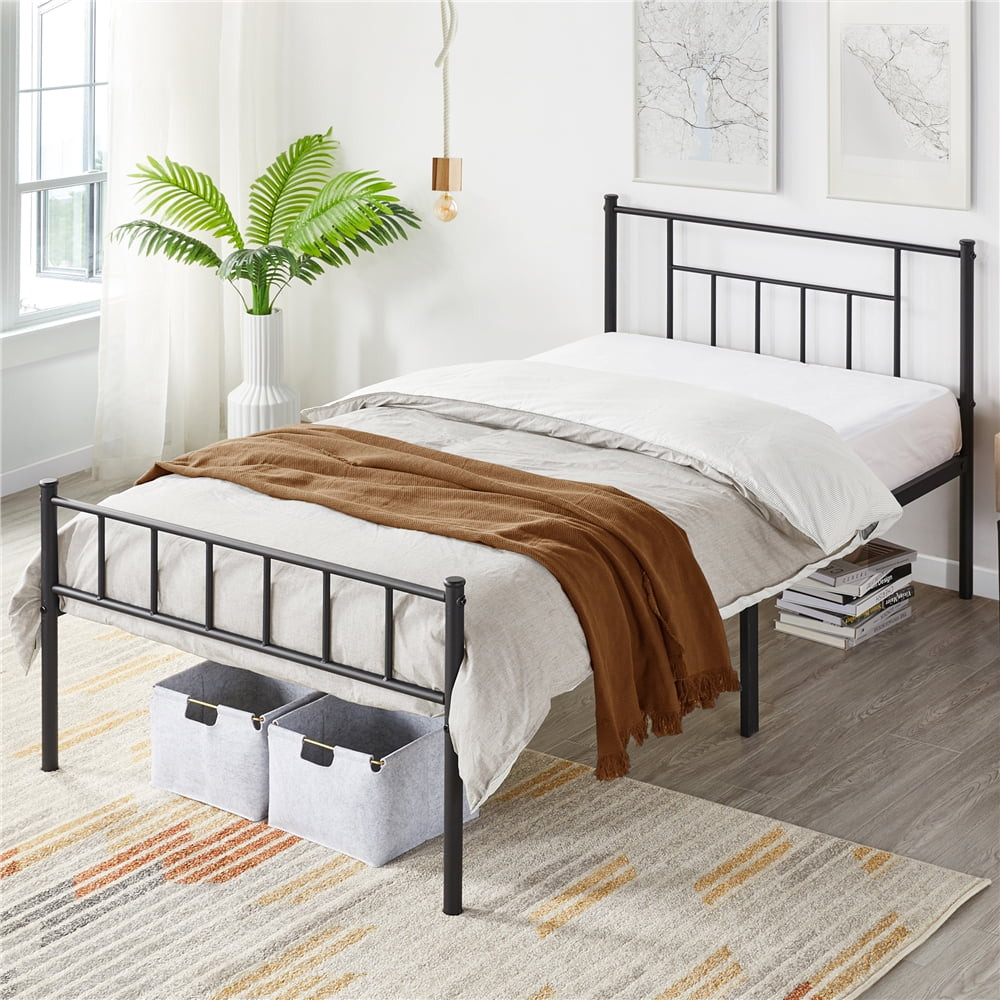 SmileMart Modern Spindle Headboard & Footboard Metal Twin Bed, Black - Walmart.com | Walmart (US)