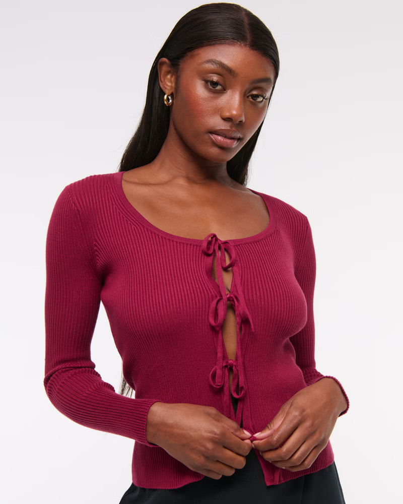 Women's Slim Ribbed Tie-Front Cardigan | Women's New Arrivals | Abercrombie.com | Abercrombie & Fitch (UK)